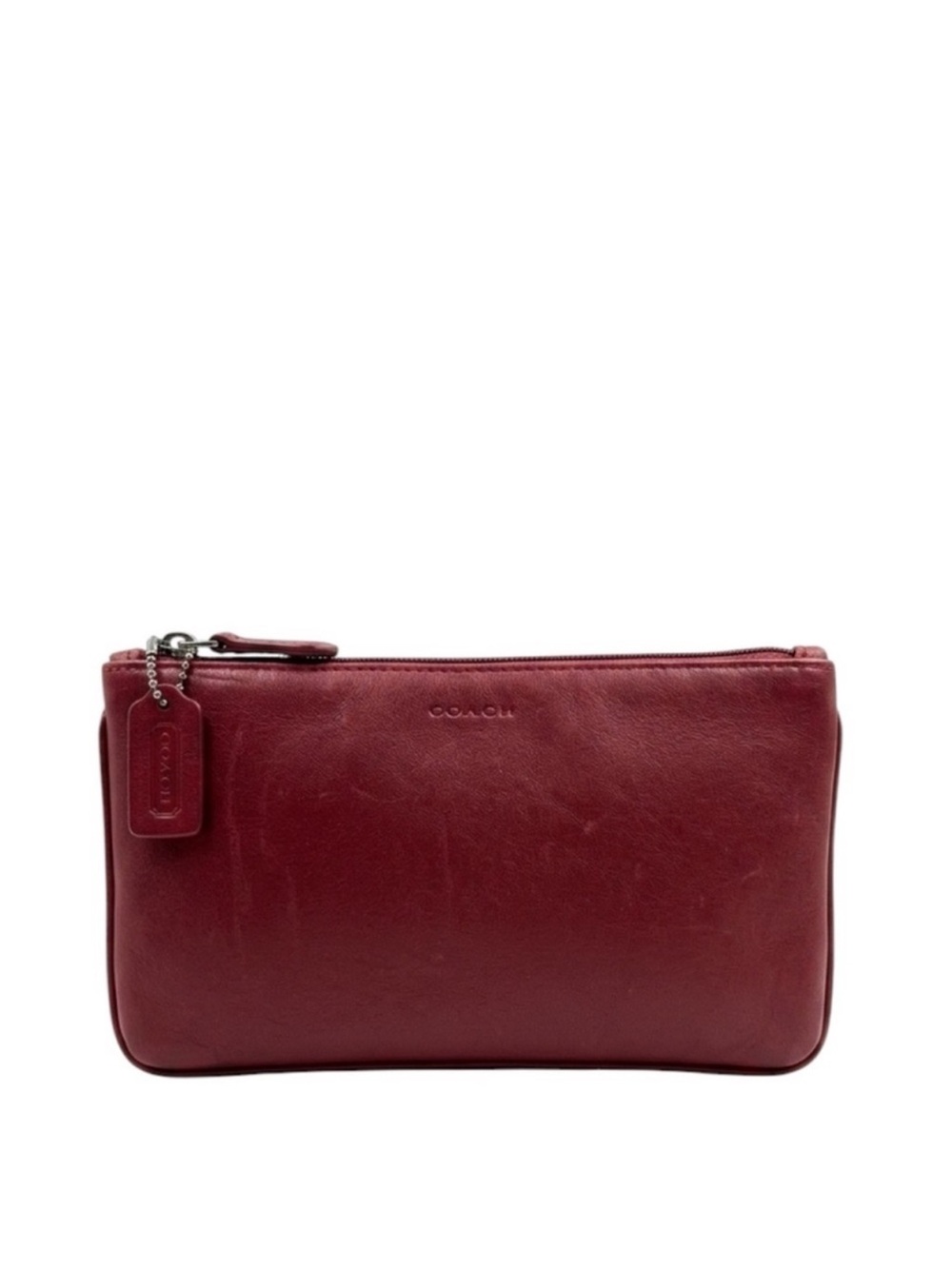 Coach Vintage Red Leather Flat Cosmetic Case